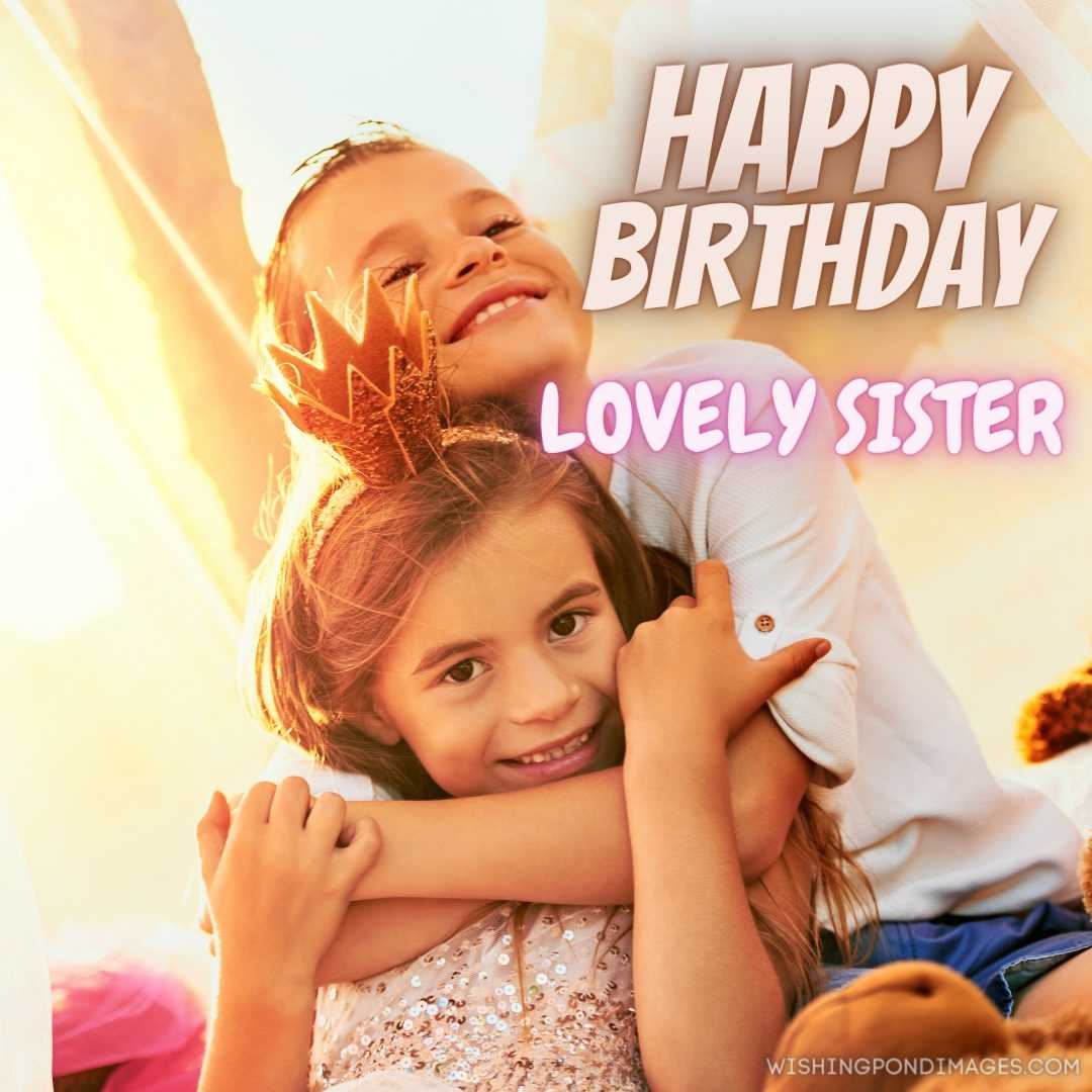 An adorable little brother and sister playing outdoors. Happy Birthday Sister Images